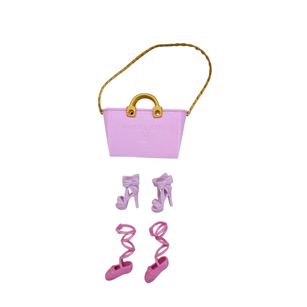 Pre-owned Mattel Barbie Fashionistas Doll Pink Shoes and Naturalistas Handbag